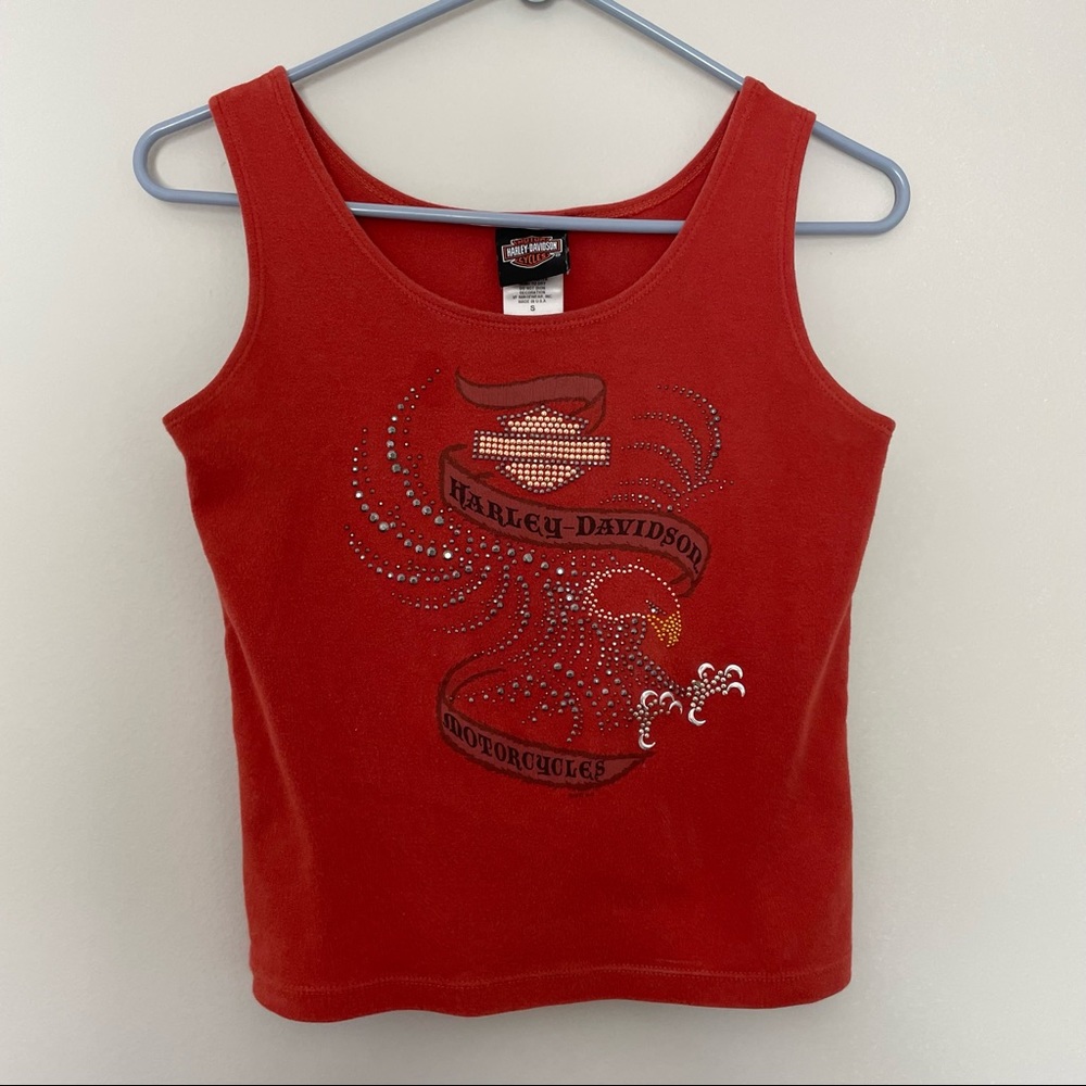 adorable burnt orange harley davidson tank top